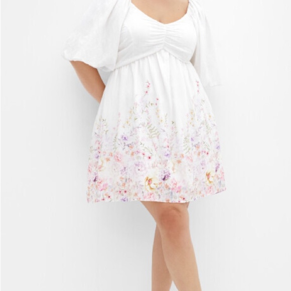 NWT: Ivory and Pink Floral Mini Dress